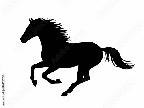 Running Horse, Black and White Silhouette

