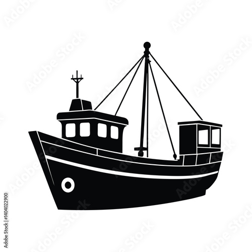 fishing boat silhouette vector