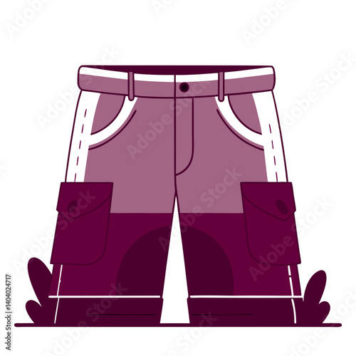 Bermuda Shorts Illustration in Summer Colors Against Natural Background  