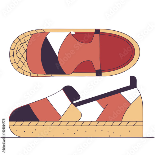 Colorful Espadrilles in Flat Design for Summer Fashion  