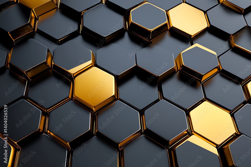 Vibrant Black and Golden Background with Seamless Hexagonal Patterns and Artistic Design Vibrant Black and Golden Background with Seamless Hexagonal Patterns and Artistic Design