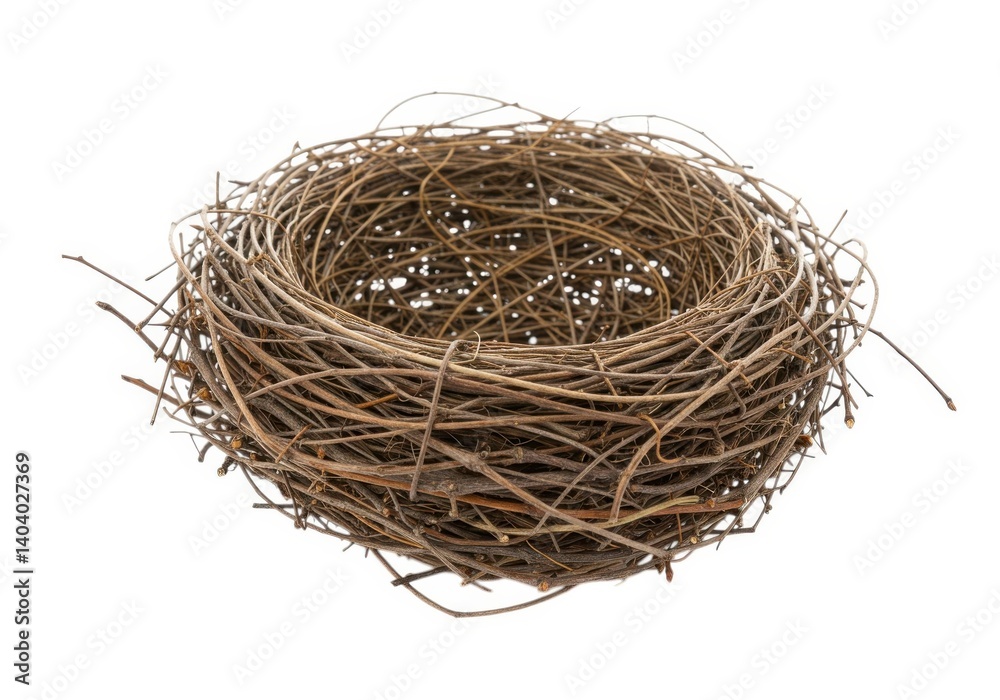 Obraz premium Isolated empty bird nest springtime nature animal habitat isolated on white background