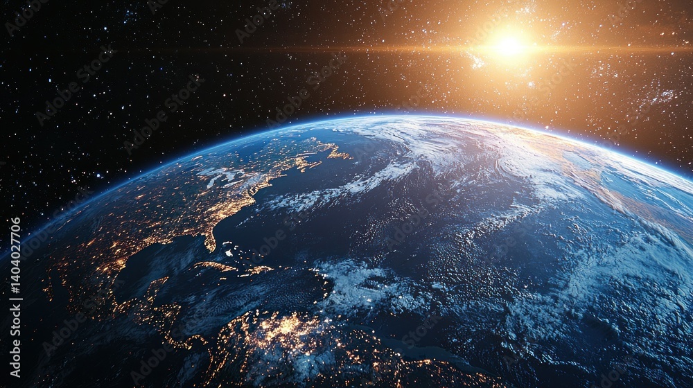 Obraz premium Sunrise Earth from Space: A Breathtaking View of Our Planet