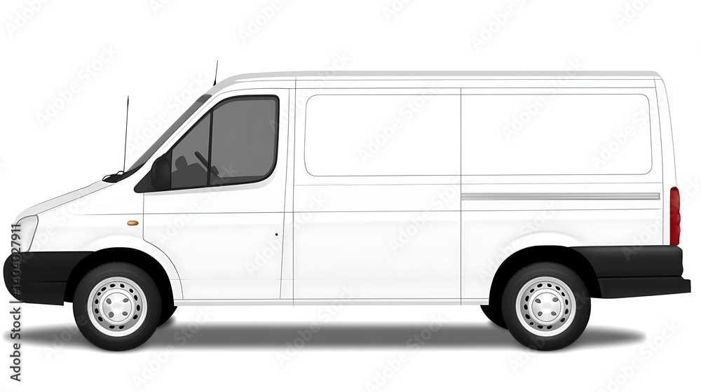 White Delivery Van Profile View, Empty Cargo Space, Isolated Background, Commercial Vehicle, Transportation White Delivery Van Profile View, Empty Cargo Space, Isolated Background, Commercial Vehicle, Transportation