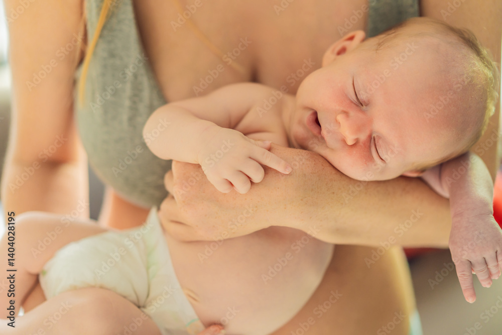 A mother lovingly embraces her newborn baby, holding them close to her chest. A tender moment of warmth, security, and deep maternal love, symbolizing bonding, comfort, and the unbreakable connection