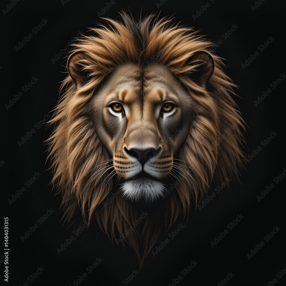 Fototapeta premium Lion king isolated on black