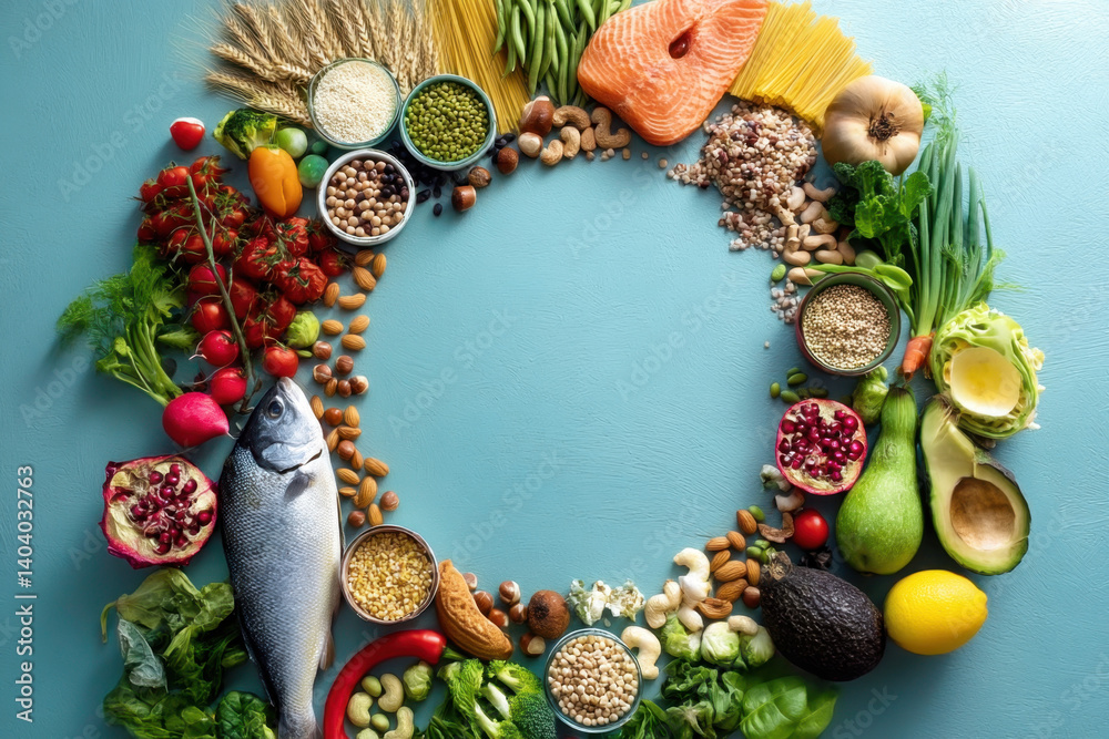 Top view frame healthy food diet food menu restaurant
Top view frame healthy food diet food menu restaurant
