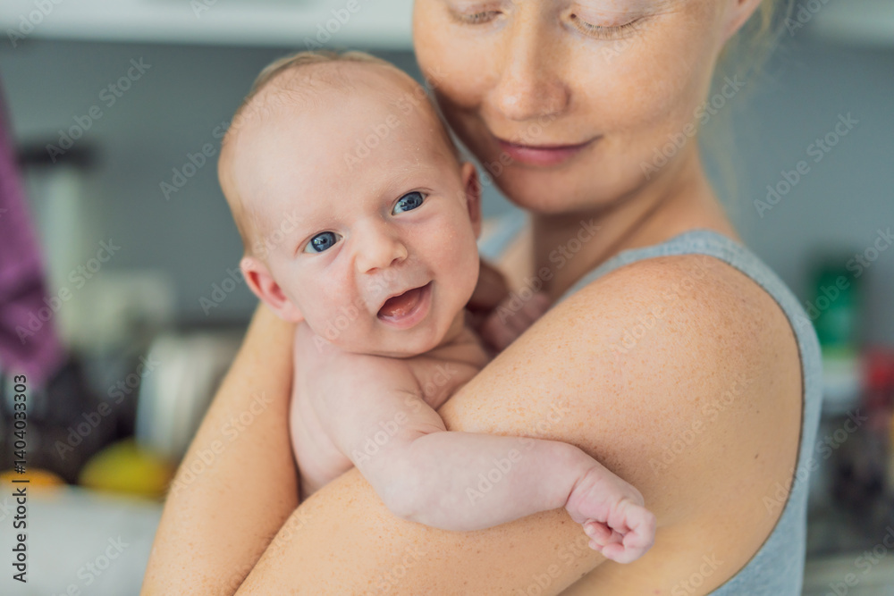 A mother lovingly embraces her newborn baby, holding them close to her chest. A tender moment of warmth, security, and deep maternal love, symbolizing bonding, comfort, and the unbreakable connection