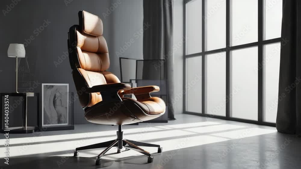 Elegant and Stylish Office Chair in a Modern Interior. Adjustable Executive Ergonomic Office chair