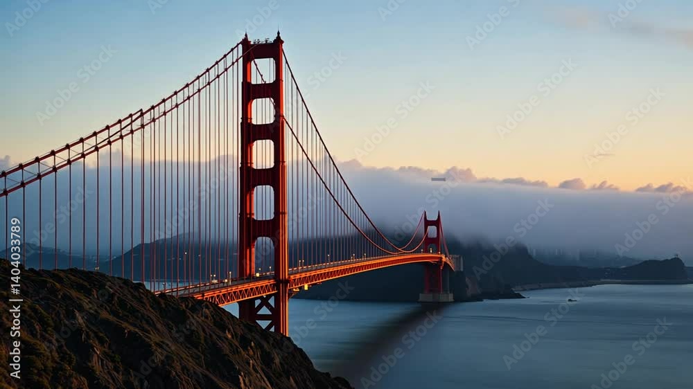 Golden Gate Bridge, Iconic San Francisco Landmark in Morning Haze Beauty