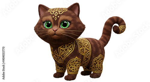 3D arabic cat character in traditional clothing isolated
on white background 