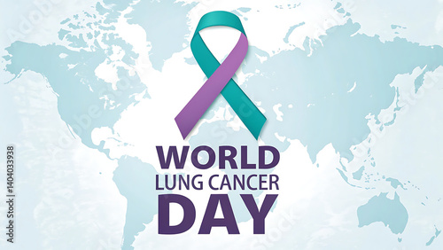 world Lung Cancer Day 1 august awareness ribbon vector poster
