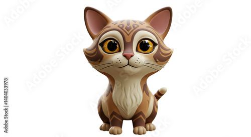 3D arabic cat character in traditional clothing isolated
on white background 