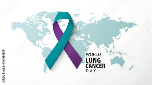 world Lung Cancer Day 1 august awareness ribbon vector poster