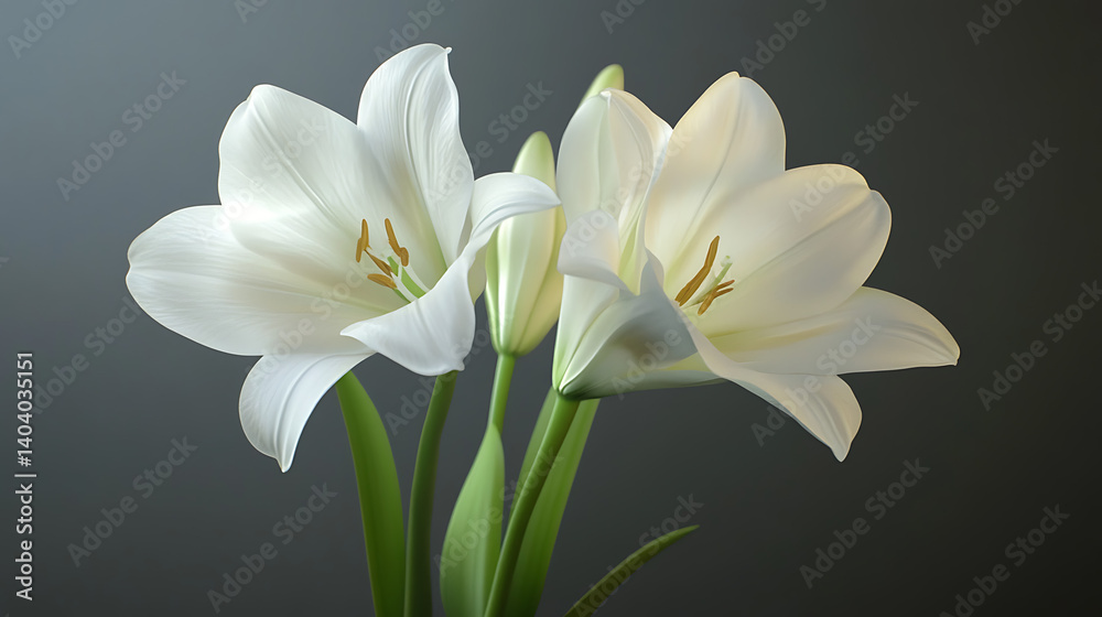 Obraz premium White Lilies on a Dark Background
