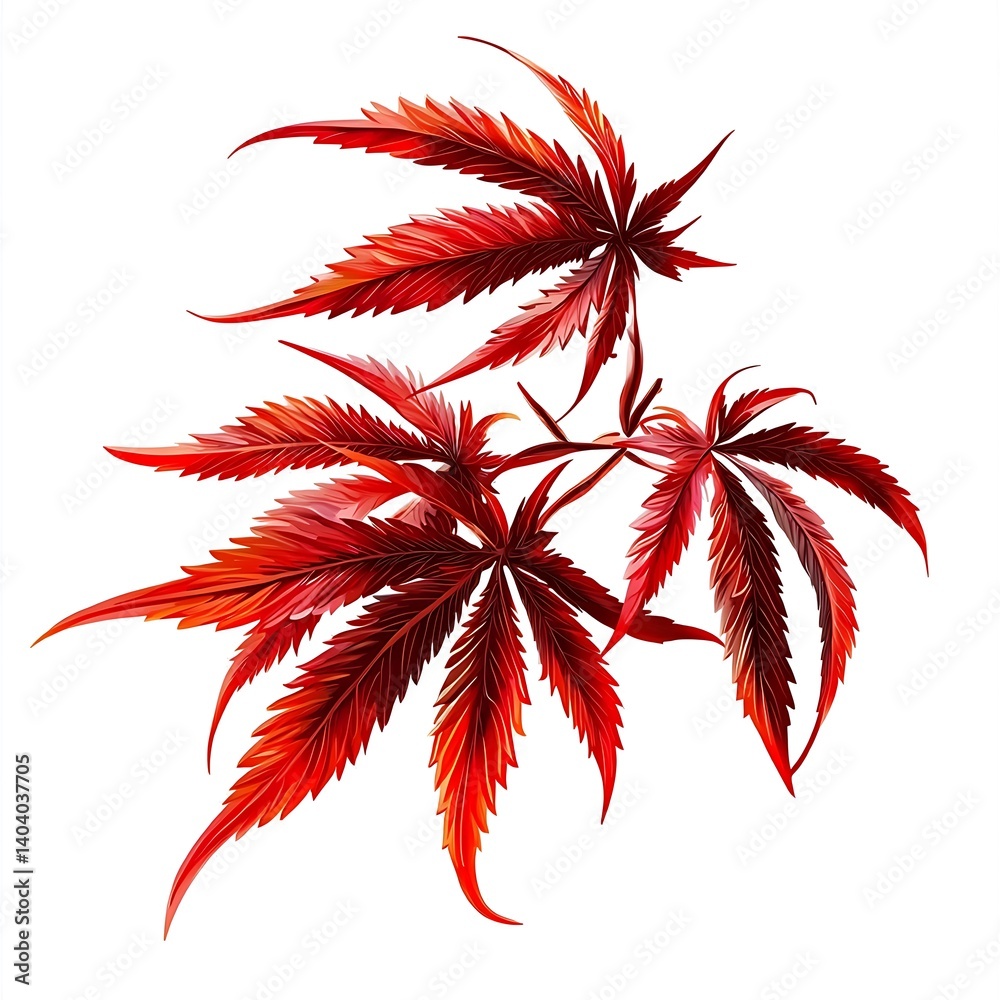 Vibrant Red Leaves of Japanese Maple with Intricate Leaf Structure Vibrant Red Leaves of Japanese Maple with Intricate Leaf Structure