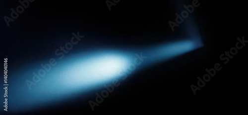 Glowing blue abstract shape, dark grainy black blue background, noise texture futuristic dynamic poster header cover wallpaper banner backdrop design 
