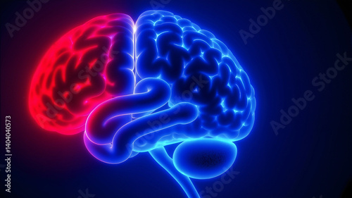 red and blue human brain illustration