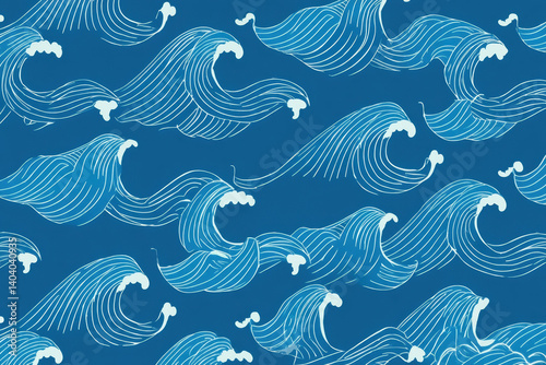 Aesthetic ocean waves background pattern design 
