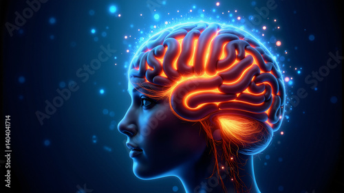 thinking brain in a head