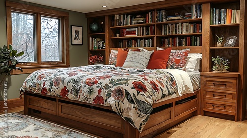 Modern wood panel bed design high resolution picture