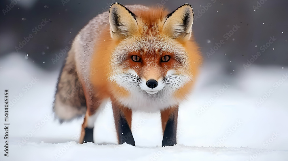 Fototapeta premium Red Fox in Snowy Winter Landscape