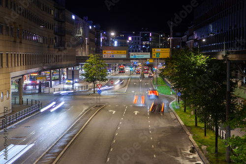 Oslo Night Scenes Dynamic Light Trails Fast Traffic