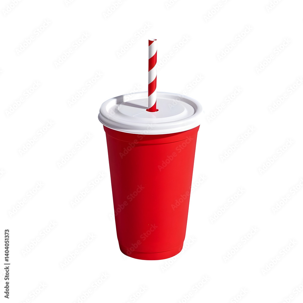 A red paper cup with a white lid isolated on transparent background. A red paper cup with a white lid isolated on transparent background.