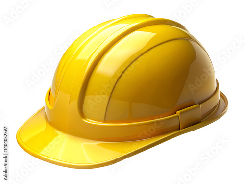 Protective Yellow Safety Hard Hat on an Isolated Background