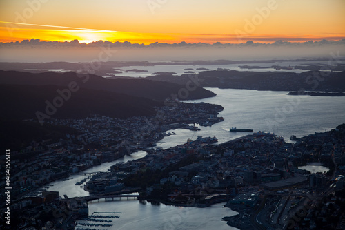Breathtaking  Footage of Bergen's Sunset Skyline and Yachts