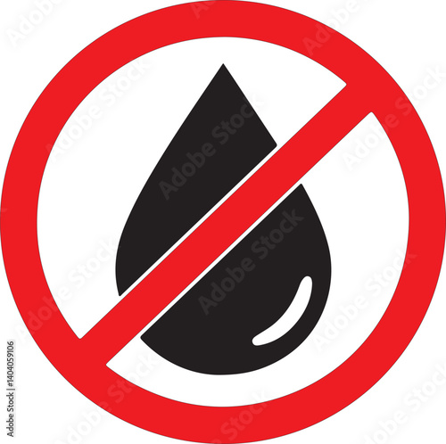 No water icon, no waterproof vector