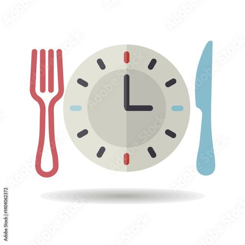 Plate with knife and fork with an icon of clock