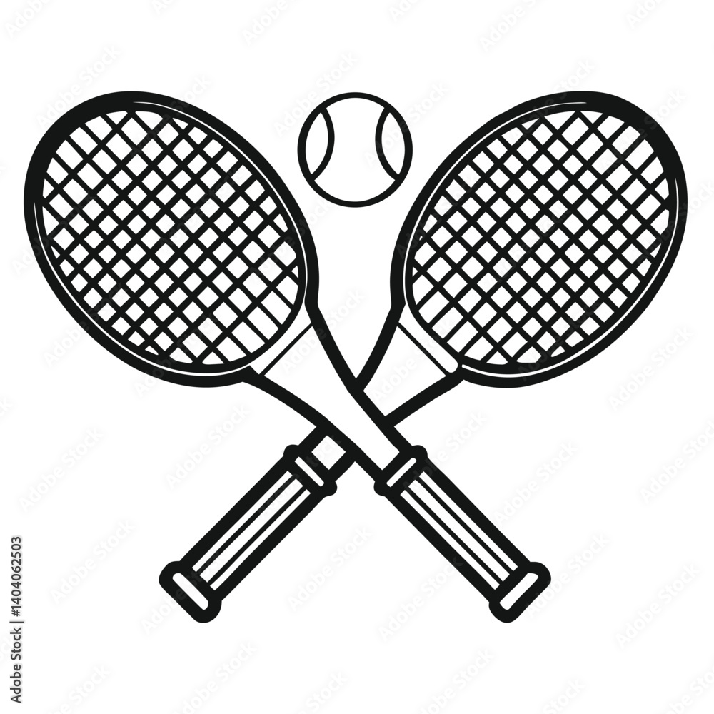 Tennis Rackets and Ball Icon - Sports Equipment Vector Tennis Rackets and Ball Icon - Sports Equipment Vector