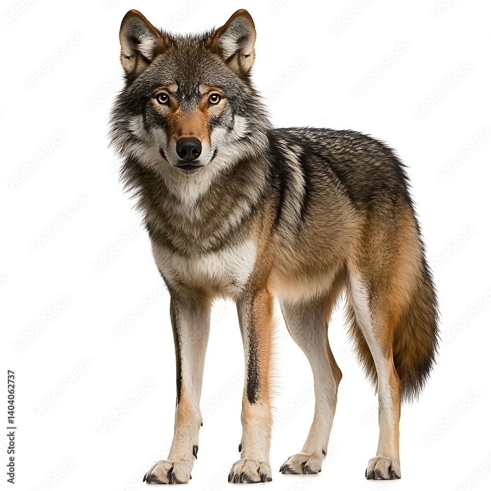 Fototapeta premium Realistic wolf portrait capturing wildlife in natural environment