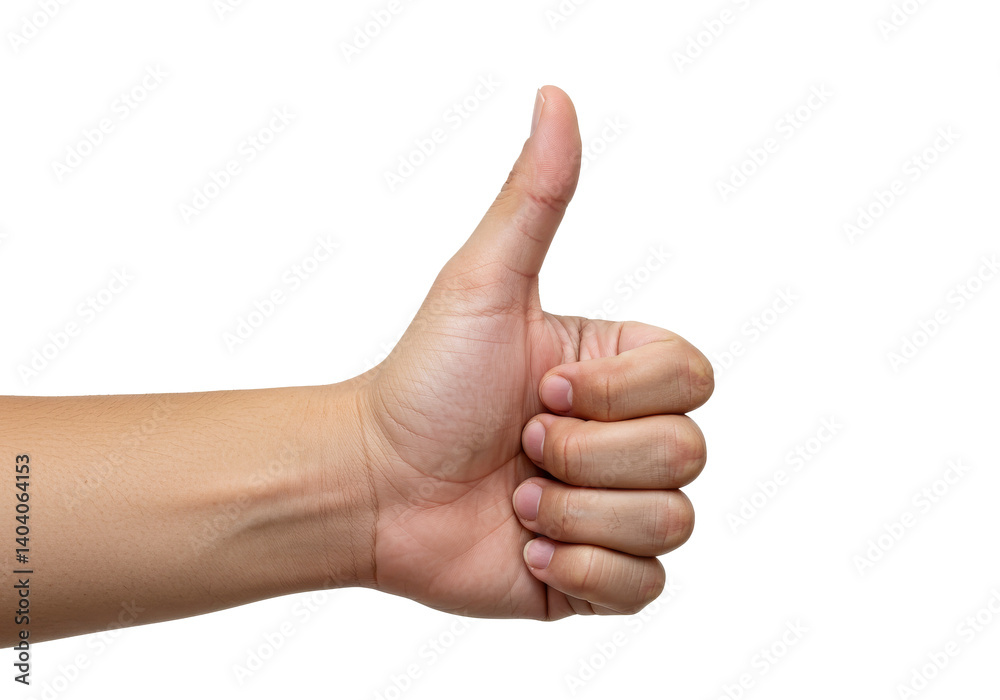 A hand giving a thumbs-up gesture, isolated on a white background. Perfect for approval concepts, positive feedback symbols, and motivational visuals. A hand giving a thumbs-up gesture, isolated on a white background. Perfect for approval concepts, positive feedback symbols, and motivational visuals.