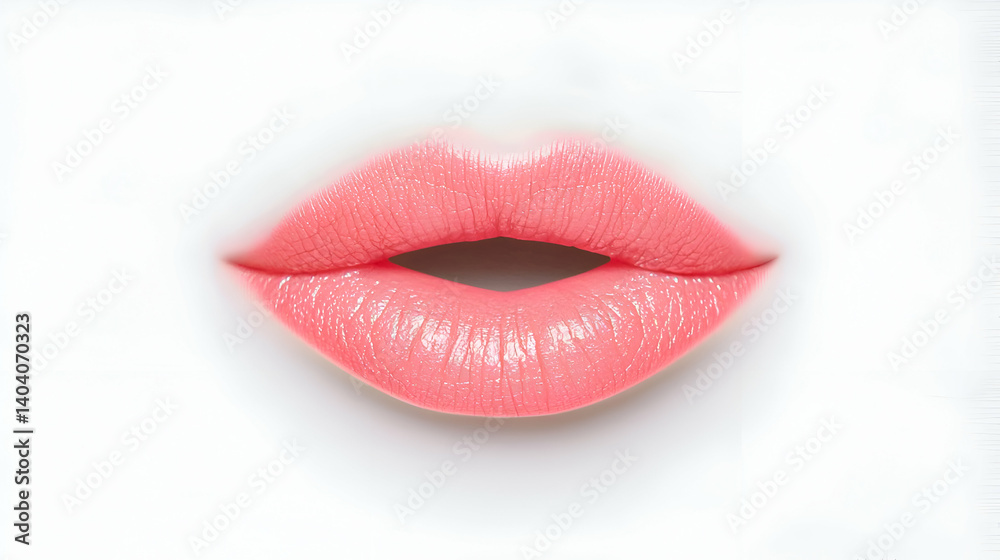 Close Up of Pink Glitter Lips on White Background Close Up of Pink Glitter Lips on White Background