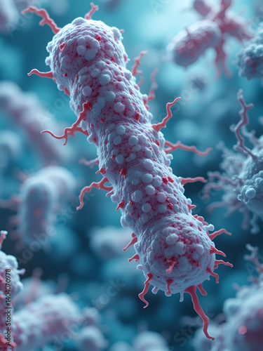Haemophilus ducreyi bacteria, 3D illustration. Gram-negative coccobacillus, which causes the sexually transmitted disease chancroid, a genital ulcer