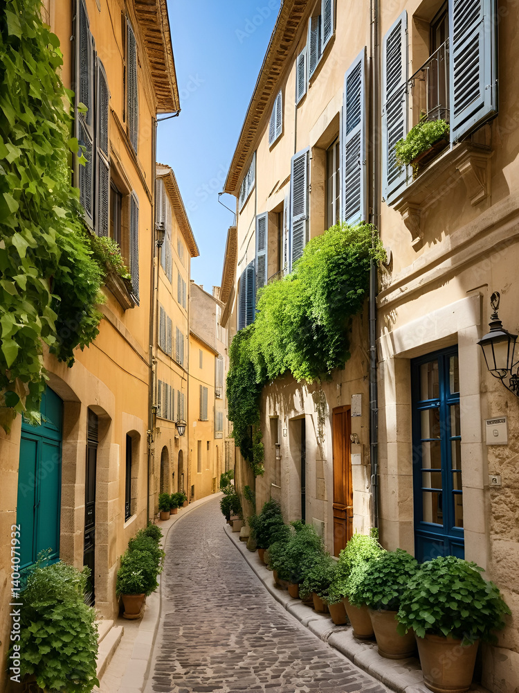 Explore the enchanting streets of Aix-en-Provence with a snapshot of cobblestone alleys, charming boutiques, and cascading ivy, immersing viewers in the idyllic beauty of this hist