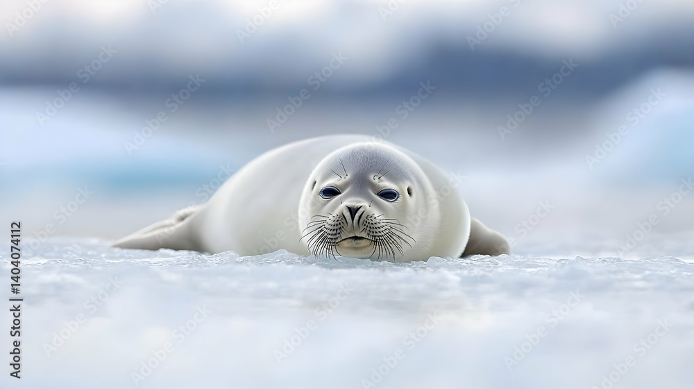 Fototapeta premium Young Seal Resting On Ice Floe