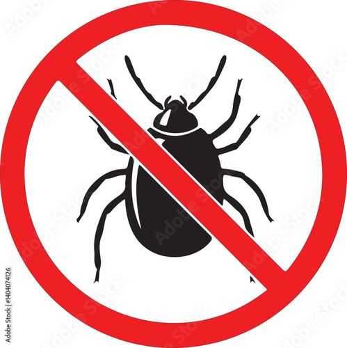 NO TICKS sign. Exterminator symbol. 