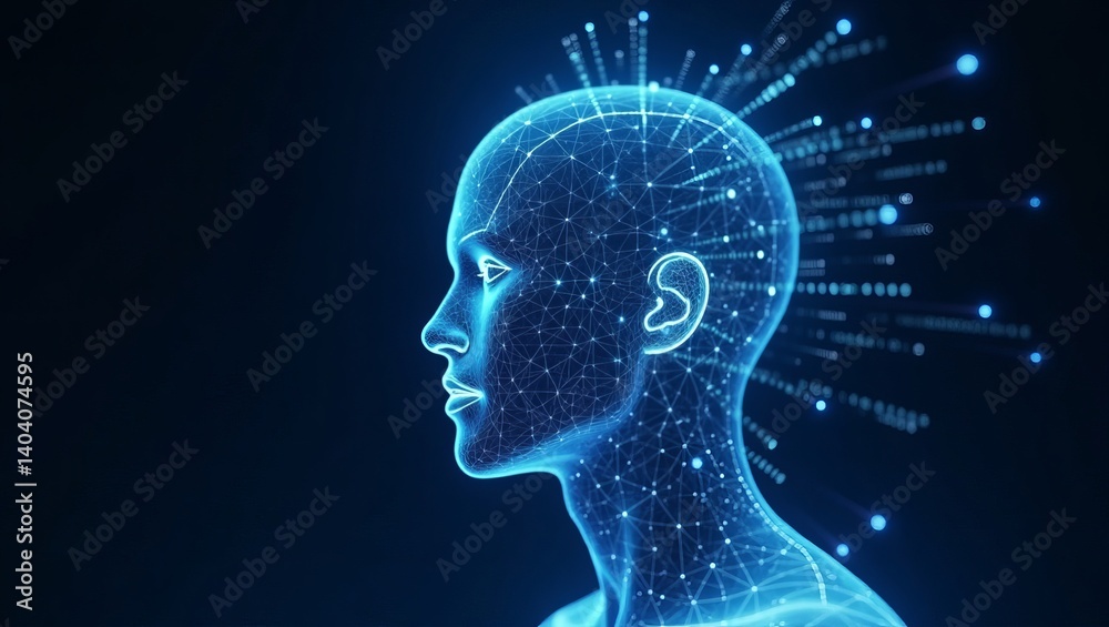 Ai technology head network connection digital brain artificial intelligence innovation concept 3d render Ai technology head network connection digital brain artificial intelligence innovation concept 3d render