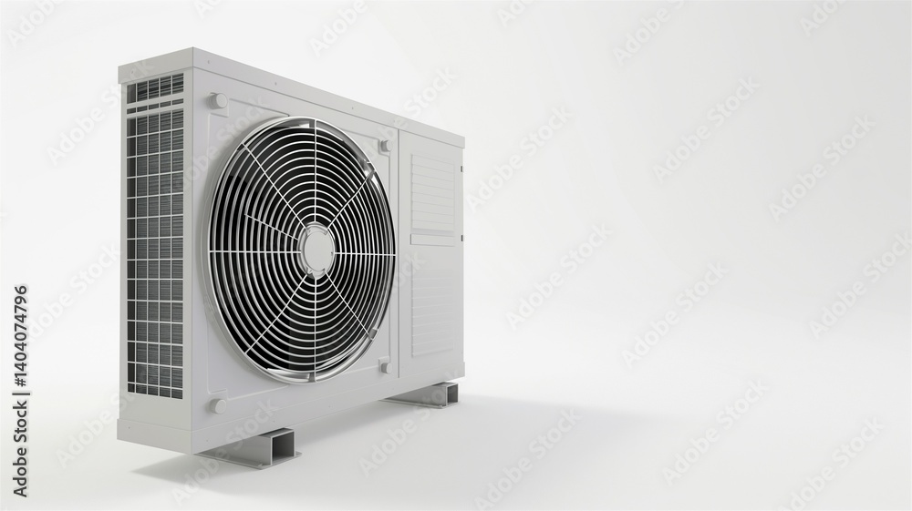 Photorealistic image of a solar-powered ai-optimized home cooling system on a white background Photorealistic image of a solar-powered ai-optimized home cooling system on a white background