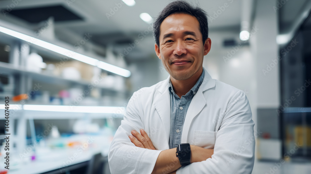 Confident Asian Scientist in a Modern Research Lab with Vaccines Confident Asian Scientist in a Modern Research Lab with Vaccines