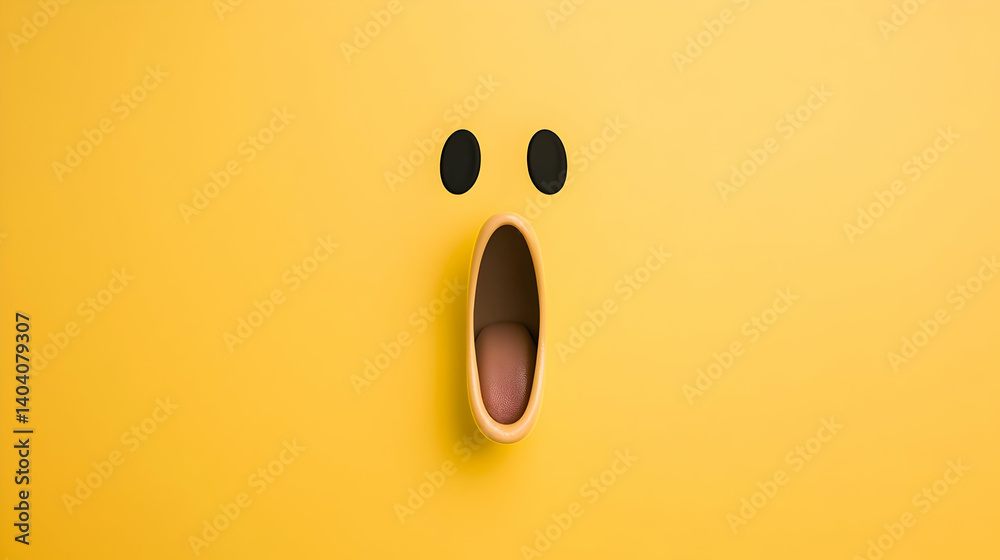 Fototapeta premium Surprised Face Graphic Design On Yellow Background