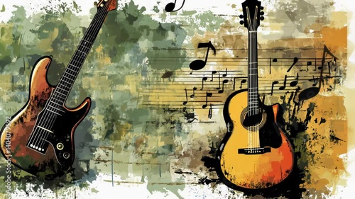 Electric Guitar Music Illustration for Rock and Jazz Bands