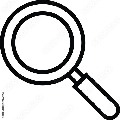 Magnifying glass search analysis or inspection outline on white background.