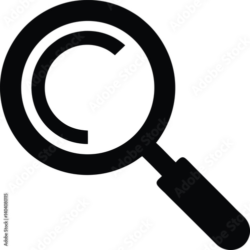 Magnifying glass search analysis or inspection outline on white background.