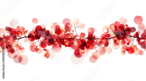 romantic bokeh lights blended with soft rose clusters, dreamy and bright, isolated on white background