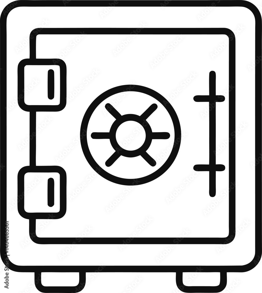 Safe vault outline icon on white background 1. Safe vault outline icon on white background 1.