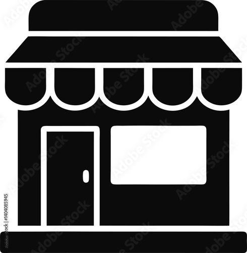 Storefront silhouette icon on white background 1.

